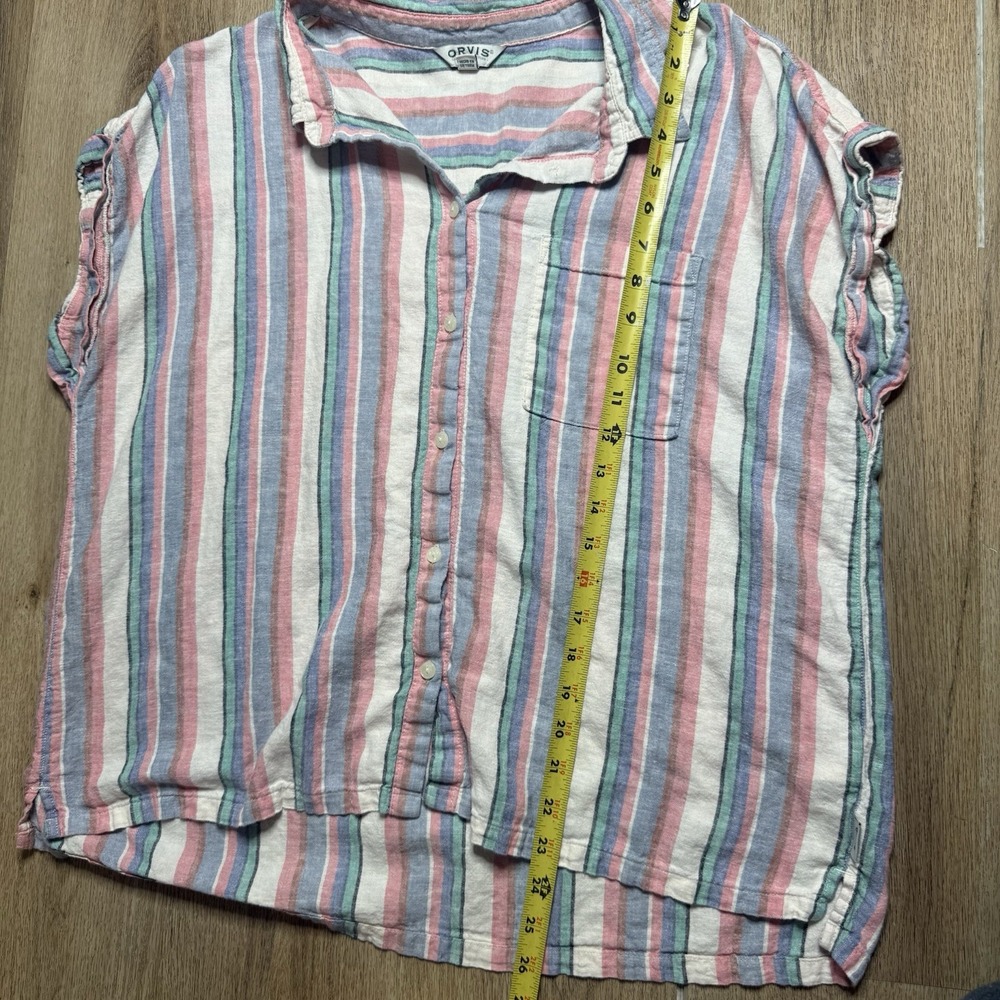 Orvis Women's Linen‎ Blend Short Sleeve Top Button Front Shirt  XL - Picture 7 of 8